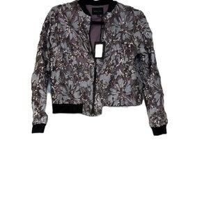 Rain Floral Bomber Jacket - Purple and Black